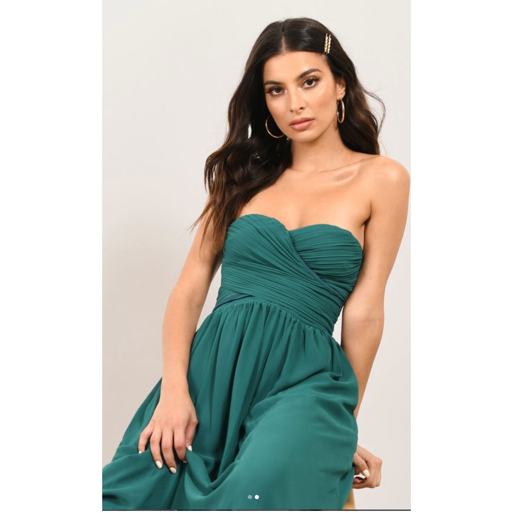 Tobi Women's Go Glam Surplice Maxi Dress Emerald Green Small Wedding Guest
